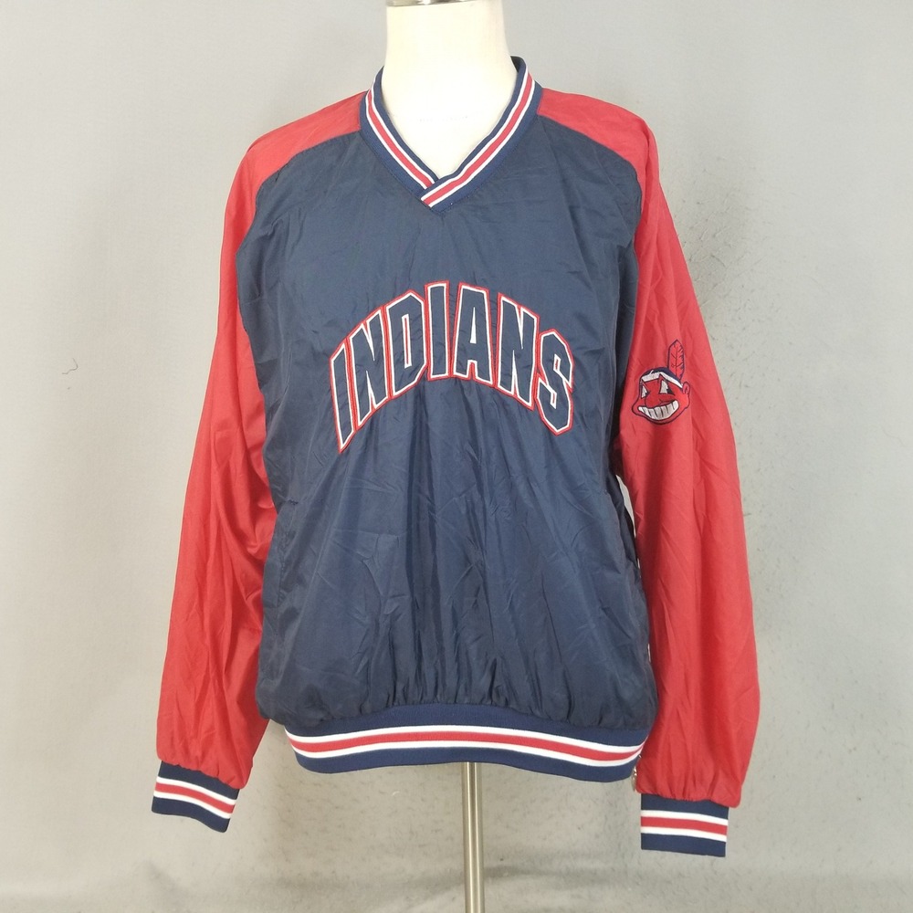 Chalk Line Pullover Mens XL Blue Cleveland Indians Chief Wahoo Vintage Windbreak